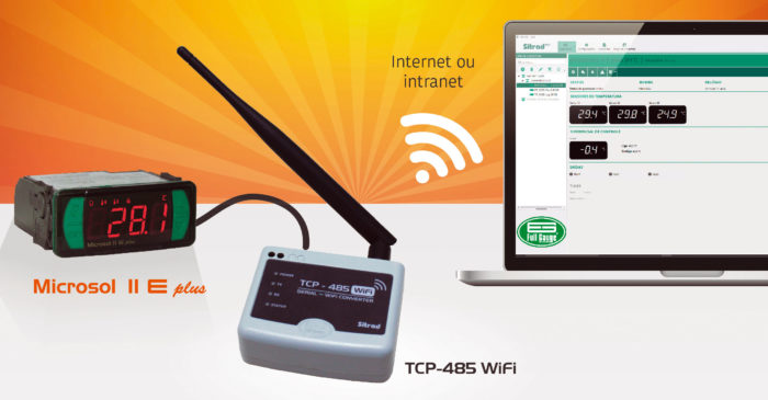 Microsol II E plus e o conversor TCP-485 WiFi da Full Gauge